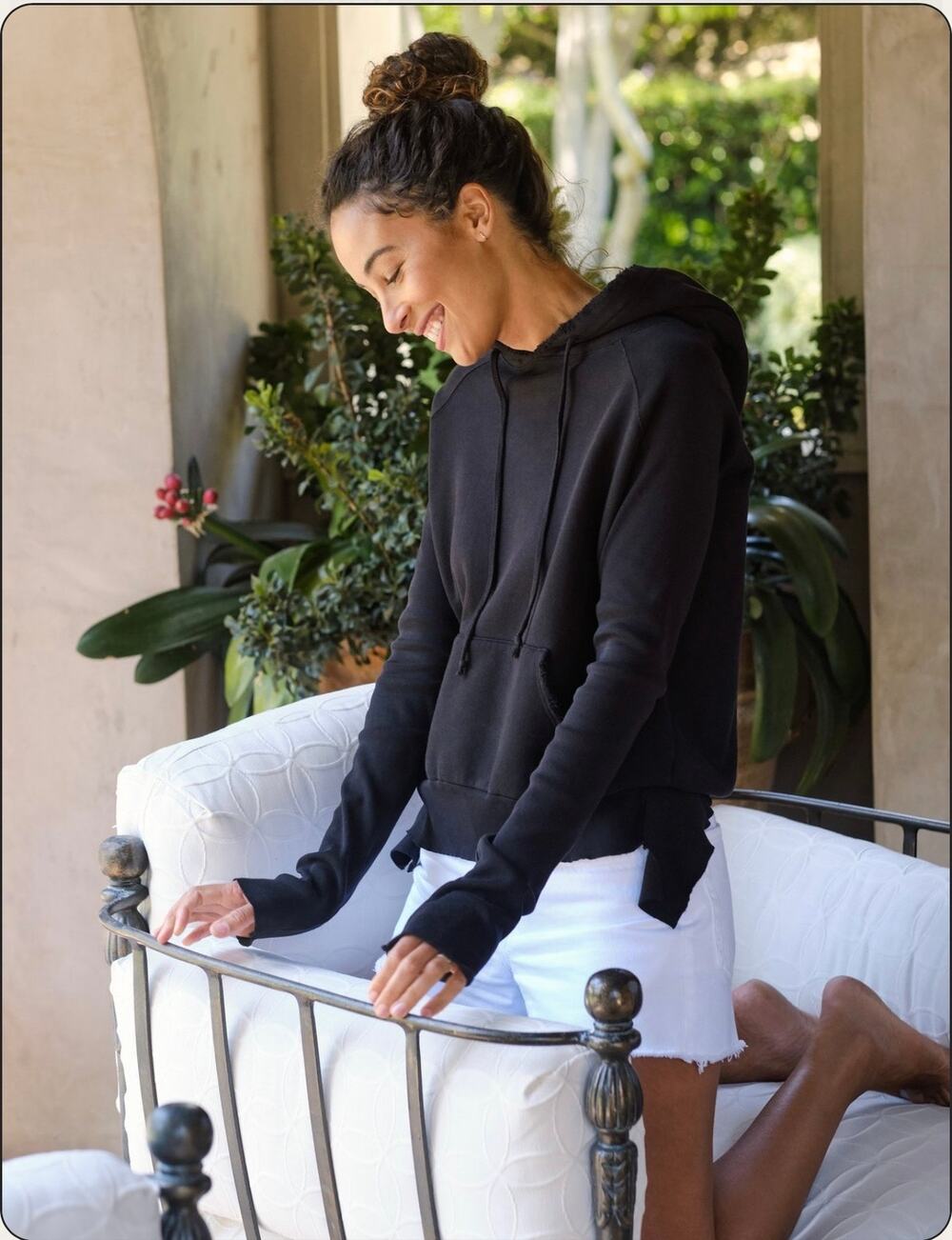 Frank & Eileen TEE LAB Black Raw Edge Hoodie - Medium